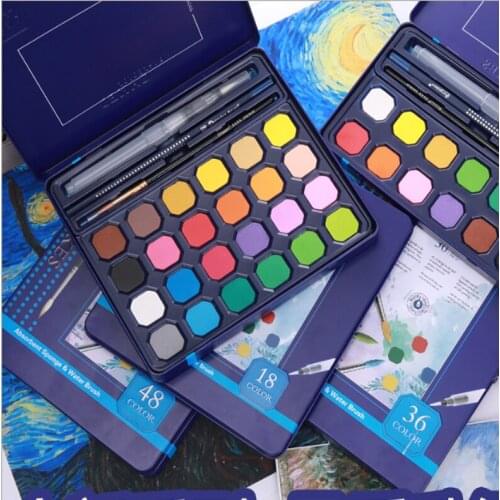 New Colors Watercolor Pigment Set Watercolor Paint Student Hand-painted Portable Painting Set Iron Box water color art supplies