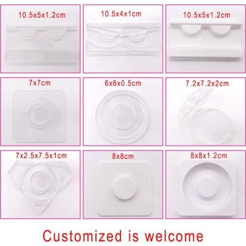 Wholesale 100 pcs/pack Clear Lash Trays Plastic Mink Lashes Holder Eyelash Tray for Eyelash Packaging Box Diamond Case