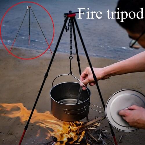 Outdoor Camping Tent Matching Picnic Bonfire Aluminum Alloy Tripod Adjustable Triangle Bonfire Frame