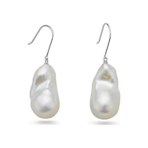 A pair of 14-16mm south sea baroque white pearl earring 925s