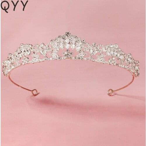 QYY Wedding Crown Rhinestone Tiaras and Crowns for Women Accessories Crystal Bridal Hair Jewelry Party Bride Headpiece Gift