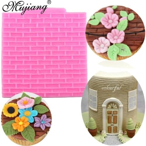Castle Brick Wall Texture Cake Border Silicone Cake Molds Cupcake Fondant Cake Decorating Tools Gumpaste Chocolate Moulds XL385