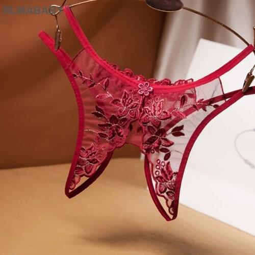 Sexy Transparent Embroidery Bottom Open G-String Hot Hollow Hot Temptation Women Underwear Briefs Panties Fashion Lingerie Thong