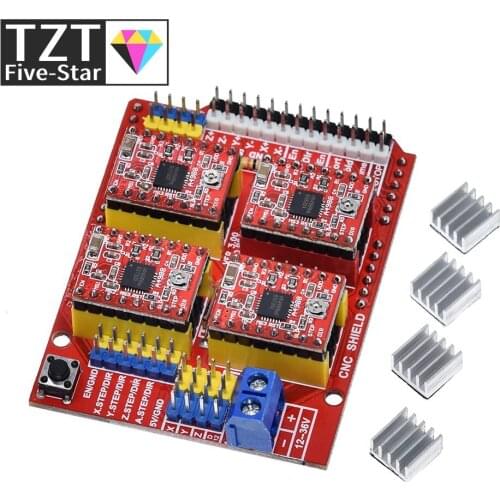 TZT New cnc shield v3 engraving machine / 3D Printer / + 4pcs A4988 driver expansion board