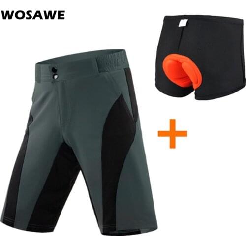 WOSAWE Cycling Shorts Men MTB Road Bike Waterproof Reflective Underwear Riding Loose Fit Racing Downhill Shorts Motocross Shorts
