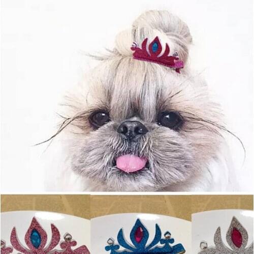 10 pcs/lot Dog Hair Clips Pet Grooming Dog Hairpin Dog Hair Accessory Crown With Rhinestone 10pcs/lot