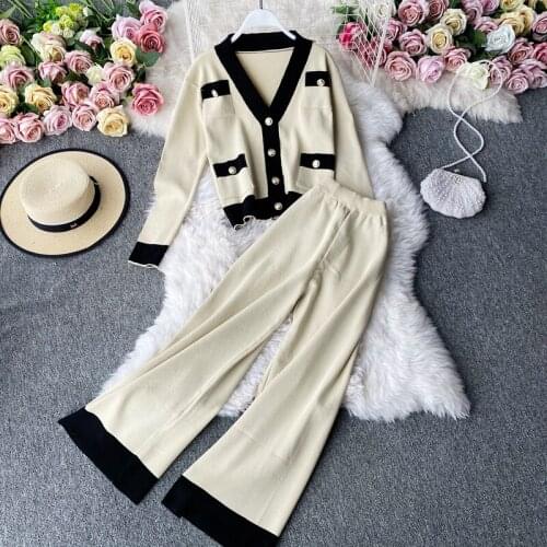 Women Knitted Tracksuit Turtleneck Sweater Casual Suit Autumn Winter 2 Piece Set Knit Pants Sporting Suit Femme Clothing