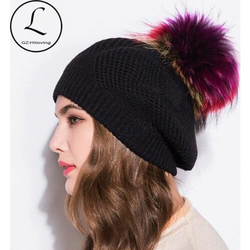 Winter Brand Female Ball Pom Poms Winter Hat For Women Girls Hat Knitted Beanies Cap Hat Thick WomenS Slouchy Skullies Beanies