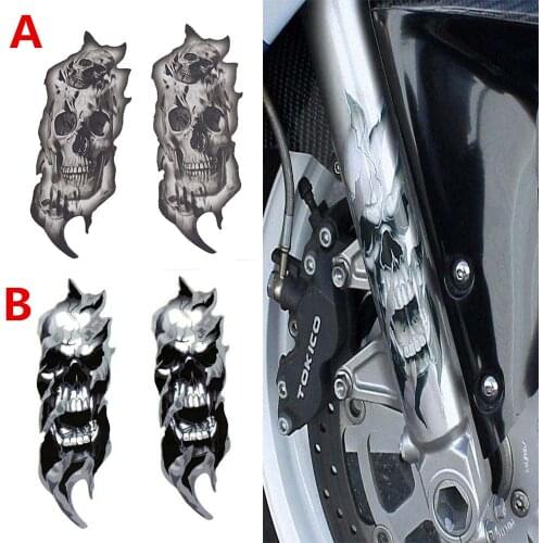 1Pair Universal FORK SKULLS Decals Fits For VTX1800 1300 VT400 750 CA250 CA125 Harley Sportster Softail Dyna Electra Glide
