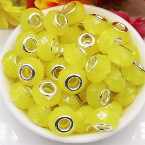 10Pcs New Handmade Jelly Cute Color Resin Acrylic Large Hole Spacer Beads Charms for Jewelry Making Bracelet Earrings Necklaces