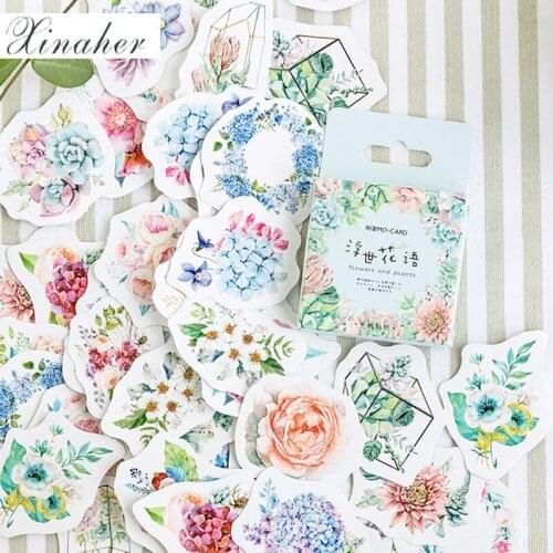 45 Pcs/box Beautiful Flower language paper sticker decoration stickers DIY for craft diary scrapbooking planner label sticker