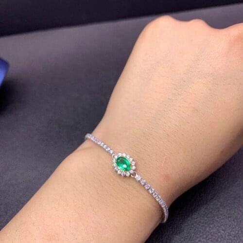Simple atmosphere, natural emerald bracelet, handmade, good quality, 925 silver new store seeking attention