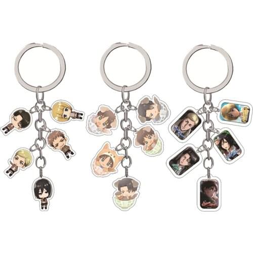 Anime Eren Mikasa Ackerman Keychain Attack on Titan Car Key Chain Women Bag Pendant Accessories Cartoon Key Ring Friends Gifts