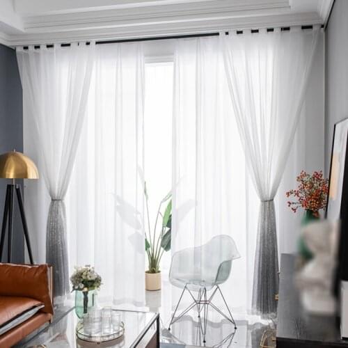 Black And Gold Sequin Gradient Sheer Curtains For Bedroom Living Room Home Decor