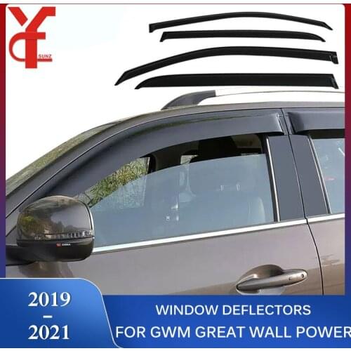 ABS Side Door window deflectors For GWM Great Wall Power Great Wall Pao 2019 2020 2021 Window Visor Pick Up Car Parts black