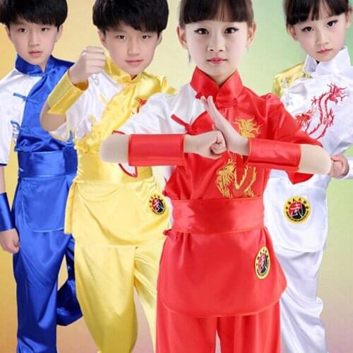 Children Chinese Traditional Wushu Clothing for Kids Martial Arts Uniform Kung Fu Suit Girls Boys Stage Performance Costume Set
