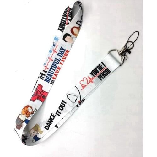 Hot Sale! Greys Anatomy Doctors Lanyard Neck Strap Card Bus ID Holders With Key Chain