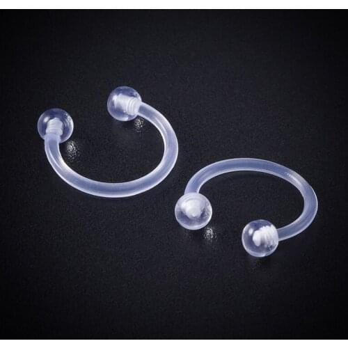 HONGTU 5pcs Clear Nose Septum Ring Flexible Bioflex Horseshoe Retainer Acrylic Smiley Eyebrow Nipple Lip Cartilage Piercing 16G