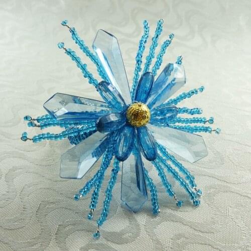Qn16022517 napkin rings blue acrylic with glass beades, decoration napkin holder