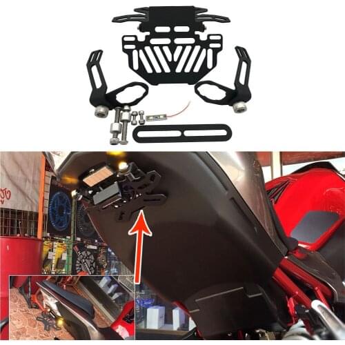 Racer Motorcycle Accessories Aluminum Plate License LED Light Lamp Holder Mount Bracket For Honda VFR 1200/F CBF1000/A CBF600/SA