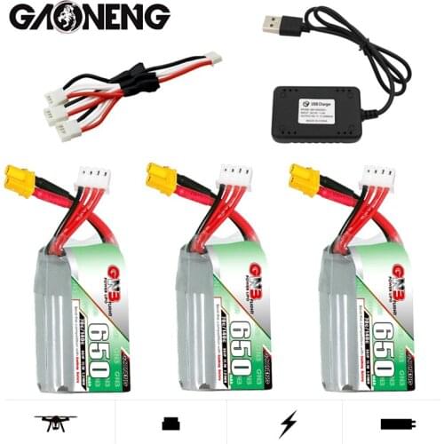 GNB 3S 11.1V 650mAh Lipo Battery 70C/140C XT30U-F Plug for FPV Racing Drone 4 axis UAV RC Quadcopter RC Drone With a Charger