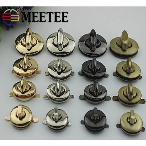 Meetee 2pcs Twist Locks for Handbag Metal Closure Lock Clasp Bags Snap Buckles Oval Screw Twists Buckle DIY Leather Accessories