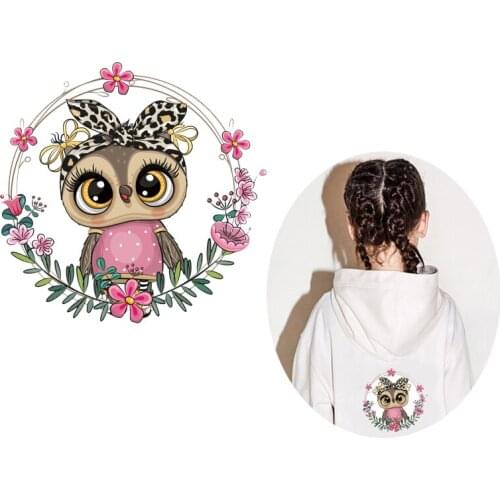 Cute Animals Owl Dog Elephant Heat Transfer For Clothing Iron On Themo Transfer For Kid Clothes Stickers DIY T-shirt Sweater