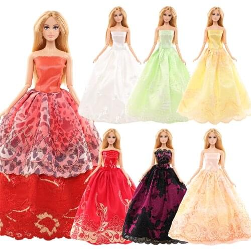 Fashion Handmade 5 Items/Lot = Doll Accessories Kids Toys Doll Dresses Random Clothes For Barbie Dressing Game Best DIY Present