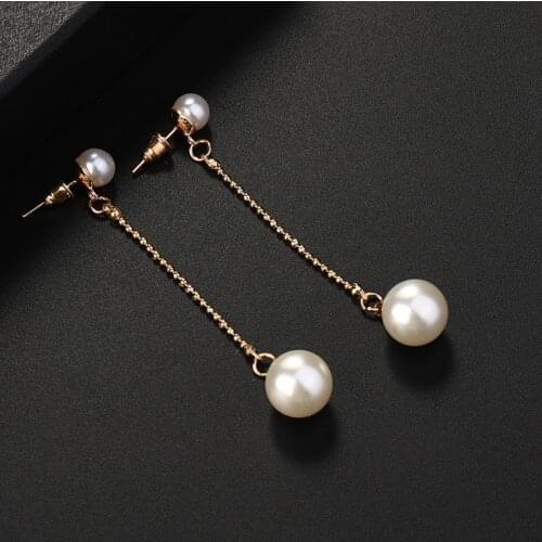 Fashion Imitation Pearl Tassel Earrings Wholesale Jewelry Earrings Female Long Vintage Erring boucle d'oreille longue