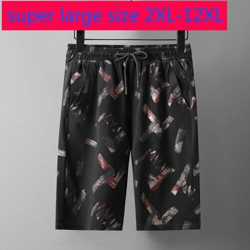 New Arrival Super Large 12xl Shorts Men Summer Enlarged Casual Loose Elastic Waist Knee Length Print Plus Size 2XL-10XL11XL 12XL