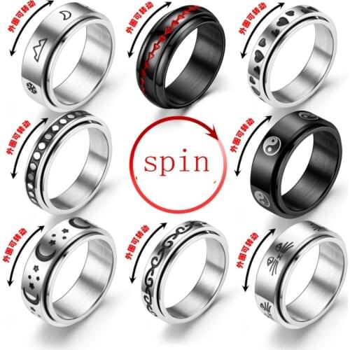 Men and women Spinner Rings for Women 6mm /8mm Stainless Steel Rotatable Band Casual Couples Jewelry Custom engraved name