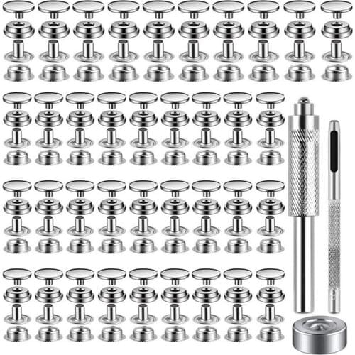 HOT 37Sets Metal Press Studs Sewing Button Snap Fasteners Kit Sewing Snap Button Eyelet Craft Clothes Bags Fixing Tool