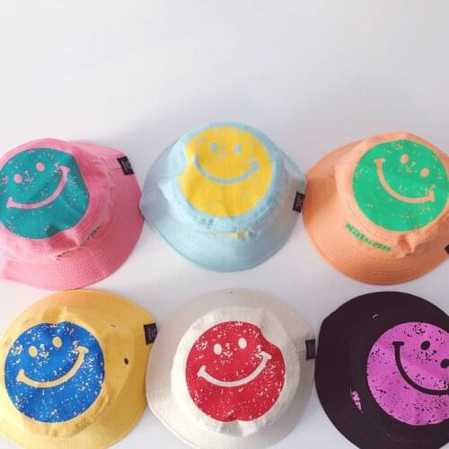 2021 Spring New Arrival Girls Fashion Smile Hat Kids Candy Color Korean Design Hats Baby Hats