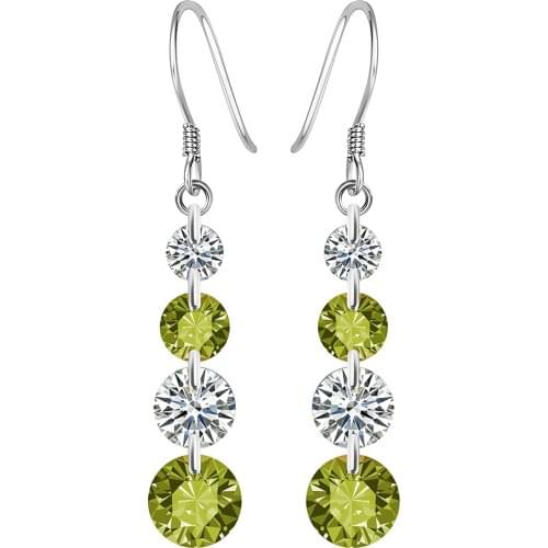 New Fashion Crystal Water Drop Cute Green Purple White Red Mixed CZ Daimond Earrings White gold-color Earrings For Women