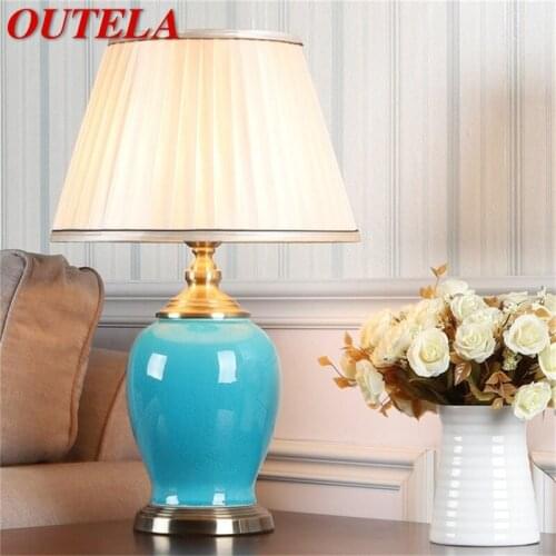OUTELA Ceramic Table Light Modern Luxury Desk Lamp LED For Home Bedside Bedroom
