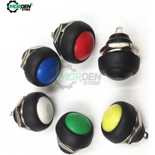 PBS-33B Red/Green/White/Black/Blue/Yellow/Orange ON-OFF 12mm Waterproof Momentary Push Button Switch