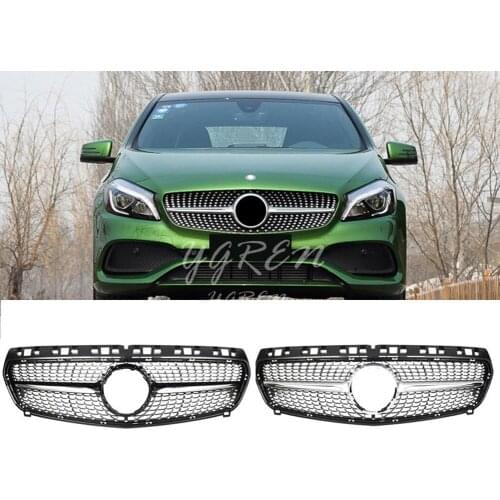 Front Diamond Bumper Hood Grille Grill for Mercedes-Benz A Class W176 2013 2014 2015