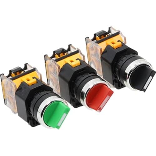 22mm Self-lock Selector Switch 1NO1NC 2/3 Positions Rotary Switches DPST 4 Screws 10A400V Power Switch ON/OFF Red Green Black