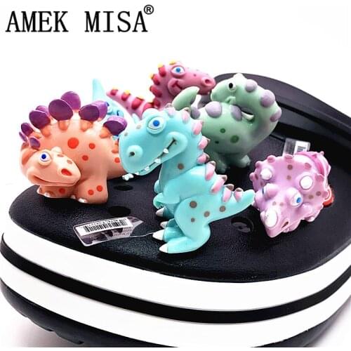 Single Sale 1pc Dinosaur Shoe Croc Charms Shoe Accessory Tyrannosaurus/Raptor/Stegosaurus/Pterosaur Shoe Original Decorations