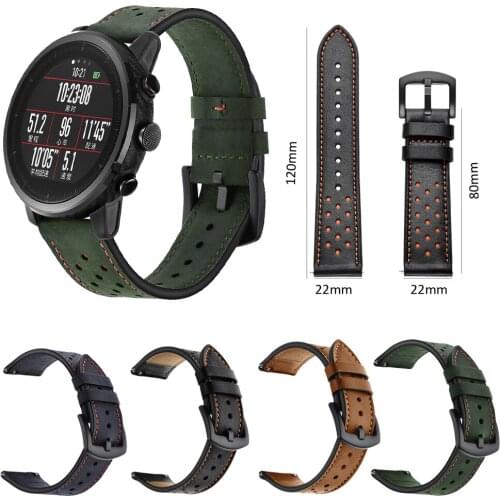 22mm Genuine Leather Strap For Samsung Galaxy Watch 3 41mm S3 Frontier/Amazfit GTR 2/Huawei GT 2 Pro 46mm Smart Watch Bracelet