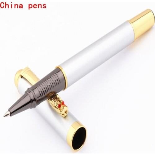Luxury 7026 Silver Oriental dragon Business office Medium Nib Rollerball Pen New