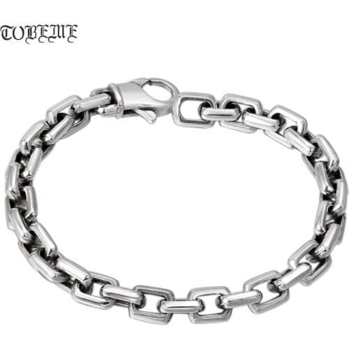Handmade 100% 925 Silver Man Bracelet Thai Silver Chain Bracelet Vintage Sterling Bracelet Jewelry Gift