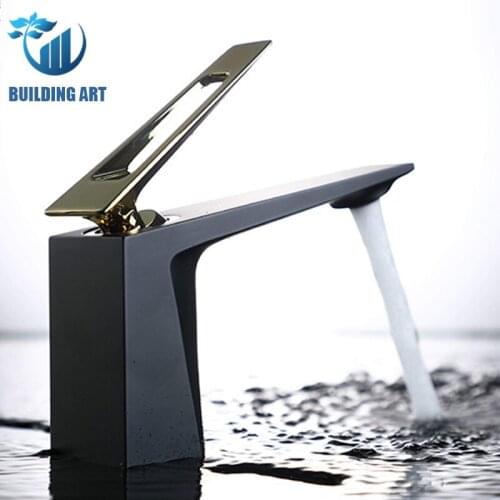 Brass Black/Golden Bathroom Faucets Basin Faucet Bathtub Faucet Bathroom Cabinet Wash Basin Single Hole Hot/Cold Bathroom Faucet
