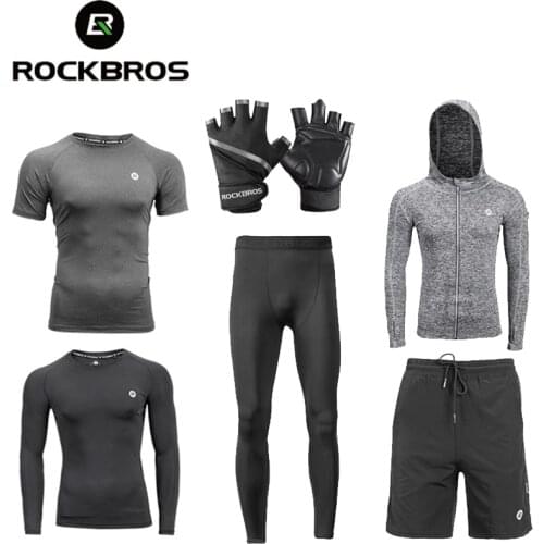 ROCKBROS Men 4 Season Gym Running Sport Suits Set Quick Dry Sweat-absorbent Sports Training Short/Long Sleeve Pants Jerseys set