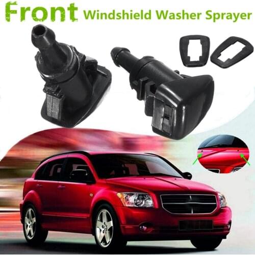 2Pcs Front Windshield Wiper Water Spray Jet Washer with Rubber gaskets For Dodge Caliber 2007-2012