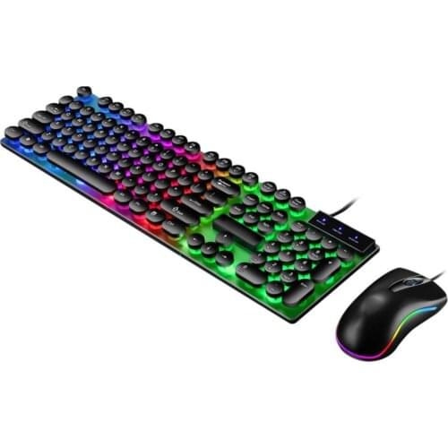 Stylish Wired LED Backlight Mechanical Keyboard Mouse Set for Computers Laptops
