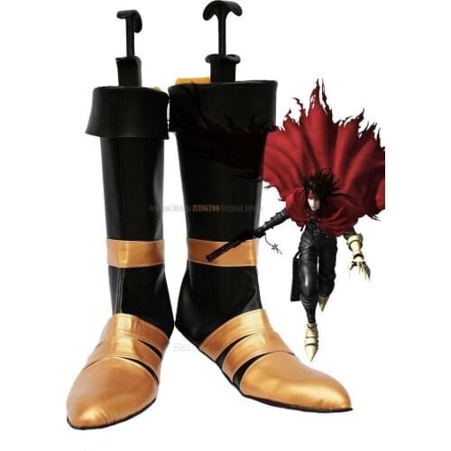 VII FF7 Vincent Valentine Shoes Cosplay Dirge of Cerberus : Final Fantasy Vincent Valentine Cosplay Boots Shoes Custom Made