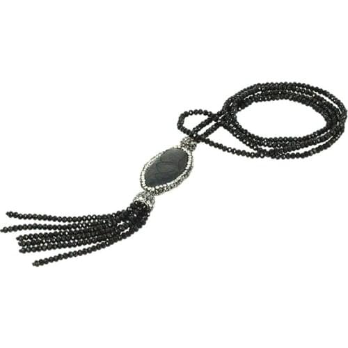 Top quality 4MM Square Crystal Pendant Long Tassel Necklace Women Fashion jewelry Tassel Chain Choker For Ladies Female Women