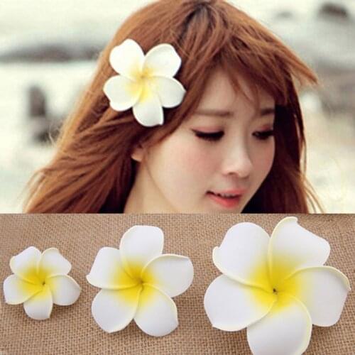 10pcs Summer Sunny Bright Plumeria Flower Foam Hair Clips 3 Sizes Barrettes Headwear Hair Accessories Kids Women