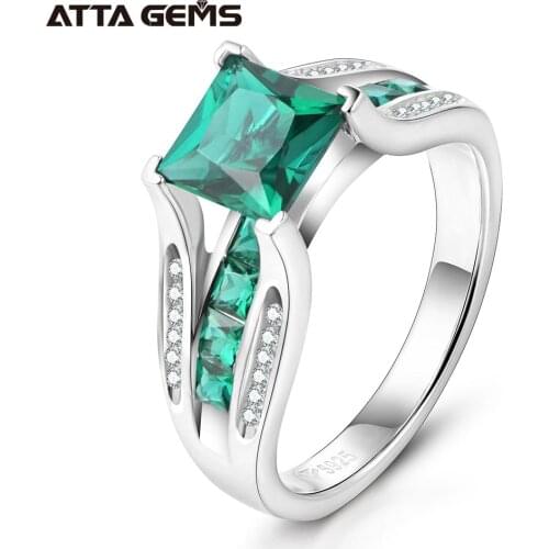 Green Emerald Wedding Ring Unisex Band Fine Jewelry Created Emerald Classic SPecial Design Engagement Anniversary S925 Ring
